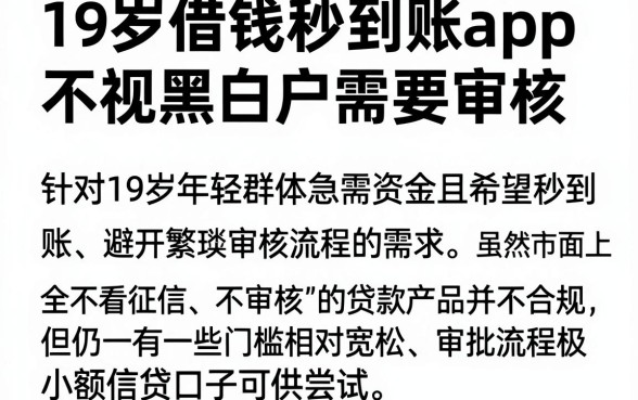 19岁借钱秒到账app不需要审核,归纳5个无视黑白户最新口子