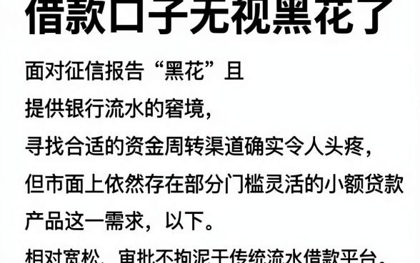 借款口子无视黑花了,详细阐述五个不查流水的小额度贷款app