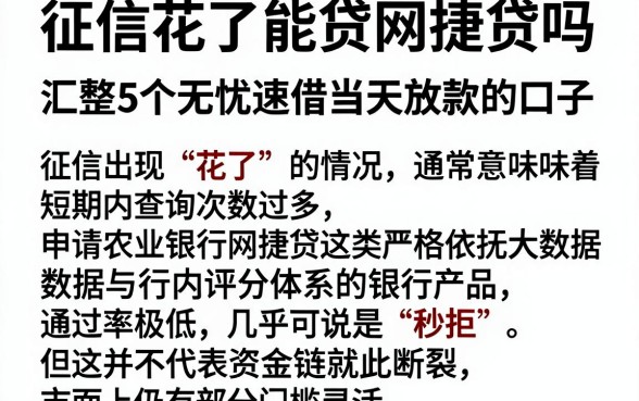 征信花了能贷网捷贷吗,汇整5个无忧速借当天放款的口子