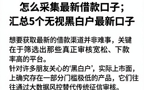 怎么采集最新借款口子,汇总5个无视黑白户最新口子