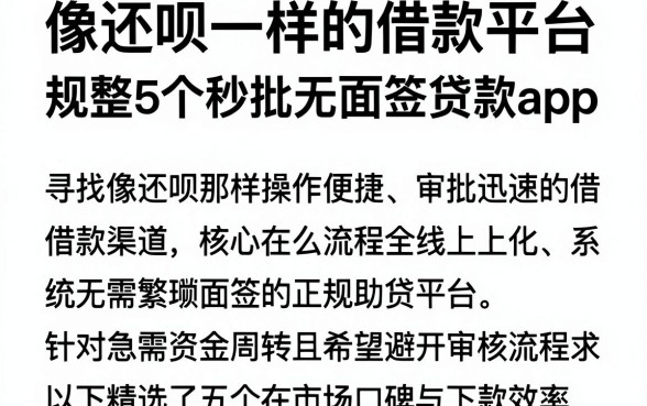 像还呗一样的借款平台,规整5个秒批无面签贷款app