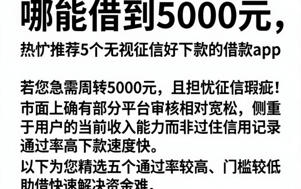 哪能借到5000元，热忱推荐5个无视征信好下款的借款app