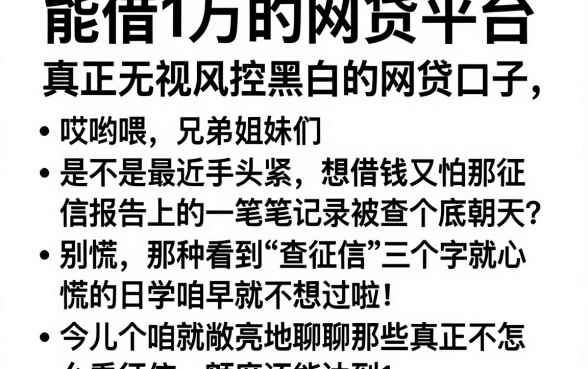 能借1万的网贷平台,条列五个真正无视风控黑白的网贷口子