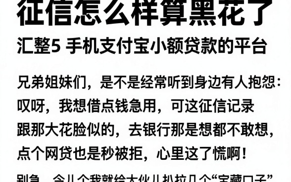 征信怎么样算黑花了，汇整5个手机支付宝小额贷款的平台