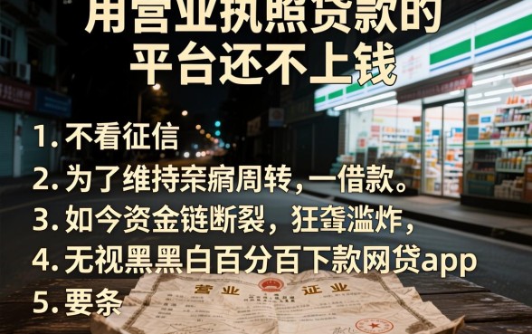 用营业执照贷款的平台还不上钱,条列五个不看征信无视黑白百分百下款网贷app