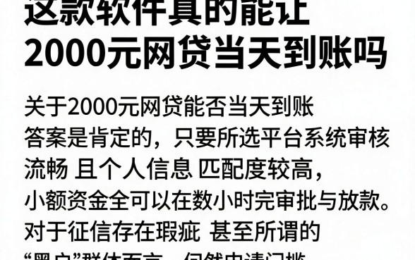 这款软件真的能让2000元网贷当天到账吗，整理5个黑户成功获取大额贷款的平台