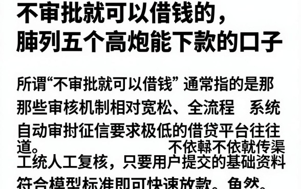不审批就可以借钱的,胪列五个高炮能下款的口子