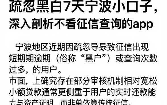 疏忽黑白7天宁波小口子，深入剖析五个不看征信查询的app