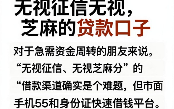 无视征信无视芝麻的贷款口子,枚举5个手机和身份证快速借钱平台