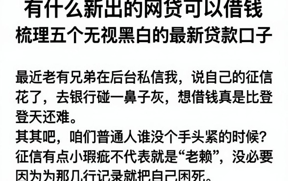 有什么新出的网贷可以借钱,梳理五个无视黑白的最新贷款口子