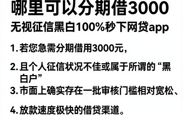哪里可以分期借3000,理出5个无视征信黑白100%秒下网贷app