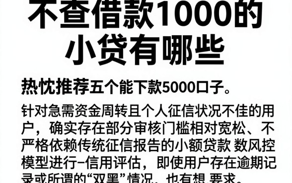 不查借款1000的小贷有哪些,热忱推荐五个双黑烂户风控能下款5000口子