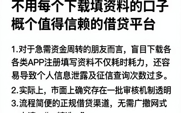 不用每个下载填资料的口子，概括5个值得信赖的借贷平台