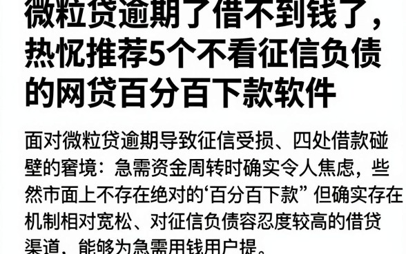 微粒贷逾期了借不到钱了，热忱推荐5个不看征信负债的网贷百分百下款软件