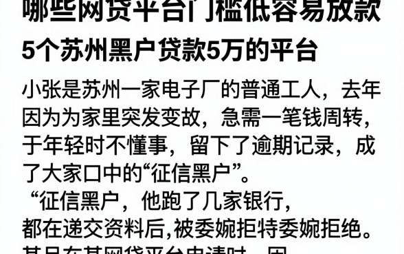 哪些网贷平台门槛低容易放款,详尽说明5个苏州黑户贷款5万的平台