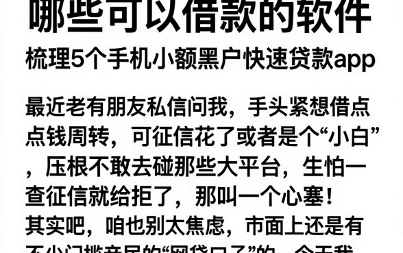 哪些可以借款的软件,梳理5个手机小额黑户快速贷款app