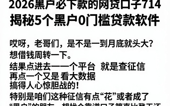 2026黑户必下款的网贷口子714，揭秘5个黑户0门槛贷款软件