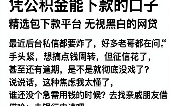 凭公积金能下款的口子,精选五个包下款平台无视黑白的网贷
