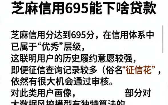 芝麻信用695能下啥贷款,遴选5个征信花居然都下款的软件