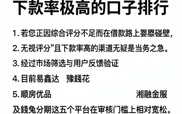 下款率极高的口子排行，遴选5个无视评分的贷款app