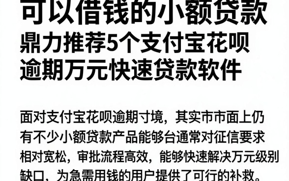 可以借钱的小额贷款，鼎力推荐5个支付宝花呗逾期万元快速贷款软件