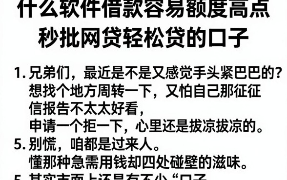 什么软件借款容易额度高点,罗列5个秒批网贷轻松贷的口子