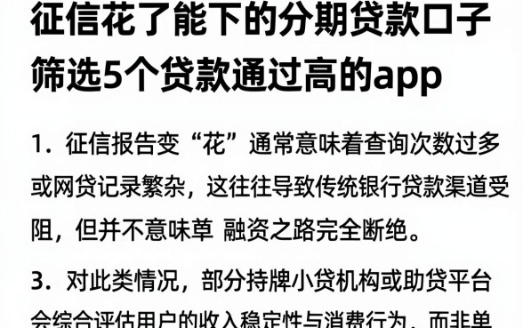 征信花了能下的分期贷款口子,筛选5个贷款通过高的app