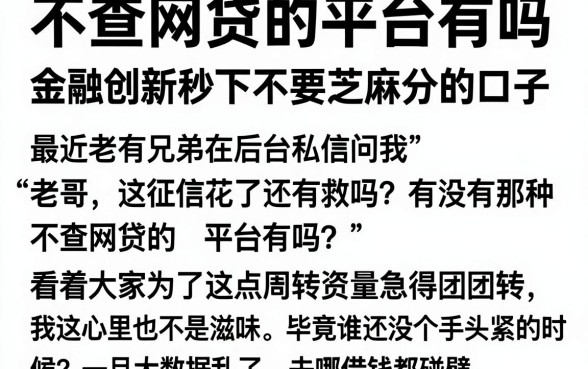 不查网贷的平台有吗,揭秘五个金融创新秒下不要芝麻分的口子
