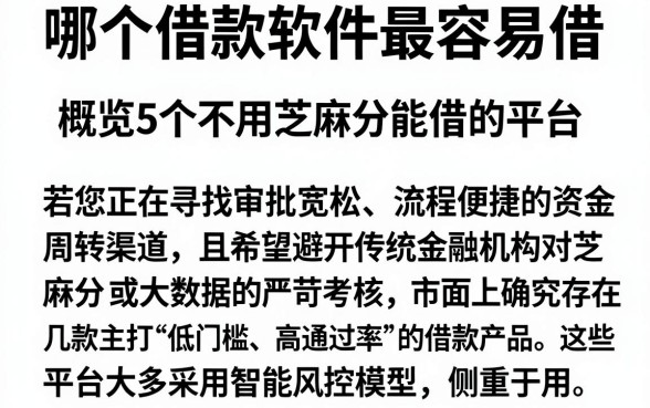 哪个借款软件最容易借,概览5个不用芝麻分能借的平台