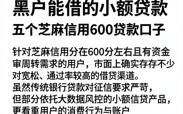 黑户能借的小额贷款，概览五个芝麻信用600贷款口子