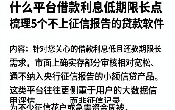 什么平台借款利息低期限长点，梳理5个不上征信报告的贷款软件