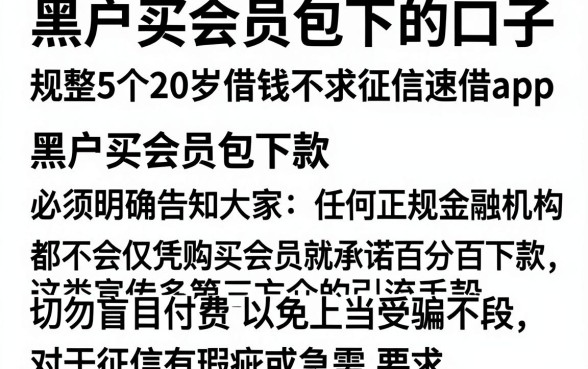 黑户买会员包下的口子,规整5个20岁借钱不求征信速借app