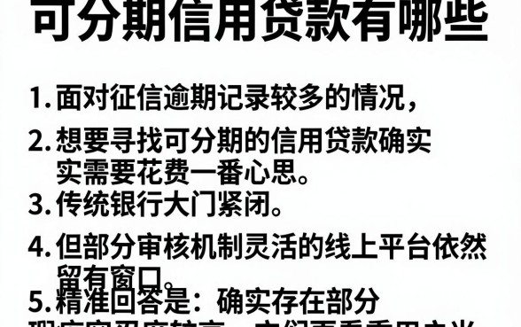 可分期信用贷款有哪些,罗列5个逾期太多能下款软件