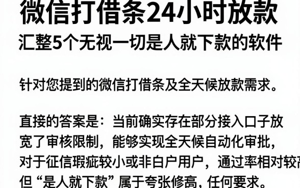 微信打借条24小时放款，汇整5个无视一切是人就下款的软件