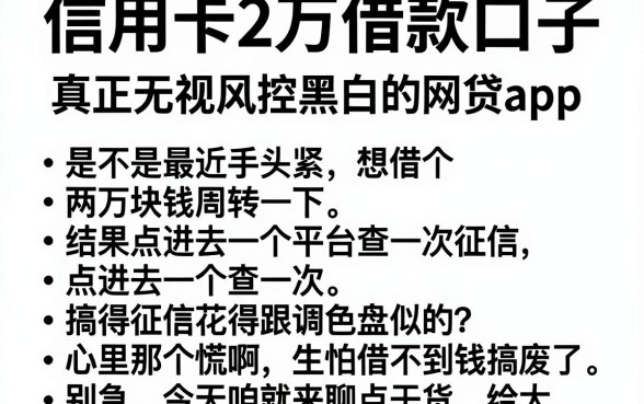 信用卡2万借款口子，概括五个真正无视风控黑白的网贷app