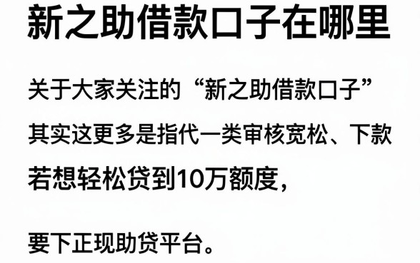 新之助借款口子在哪里,枚举5个轻松贷10万的app
