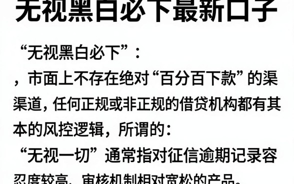 无视黑白必下最新口子,细致阐述五个无视一切是人就下款的平台