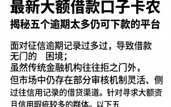 最新大额借款口子卡农,揭秘五个逾期太多仍可下款的平台