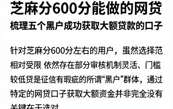 芝麻分600分能做的网贷，梳理五个黑户成功获取大额贷款的口子
