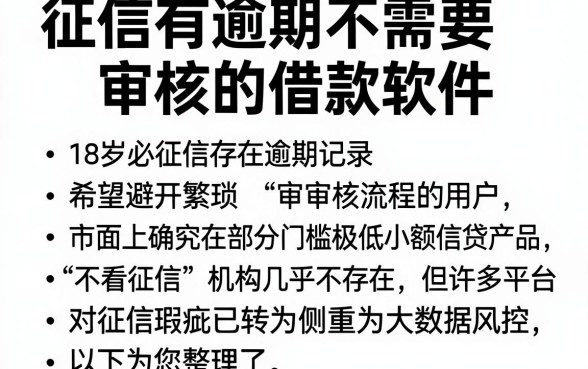 征信有逾期不需要审核的借款软件,枚举5个18岁必下款的网贷app