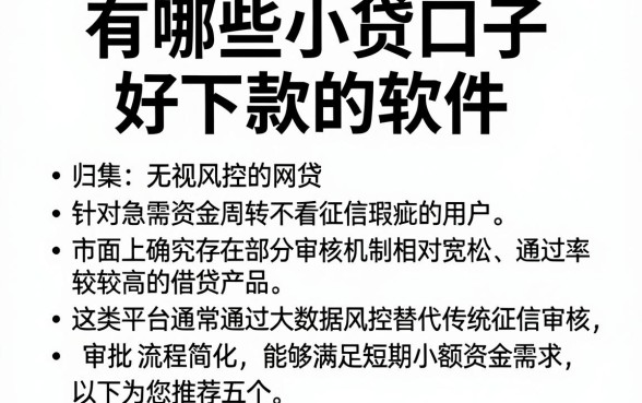 有哪些小贷口子好下款的软件，归集五个无视风控不看征信的网贷