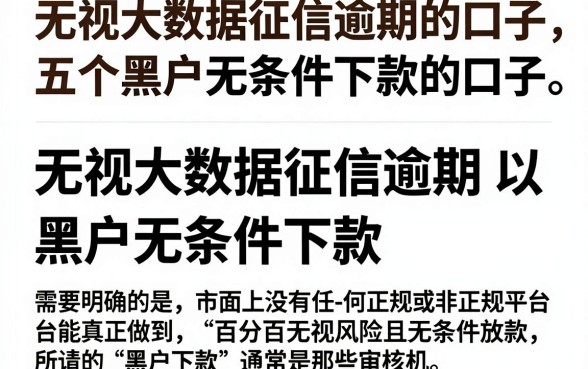 无视大数据征信逾期的口子,归纳五个黑户无条件下款的口子