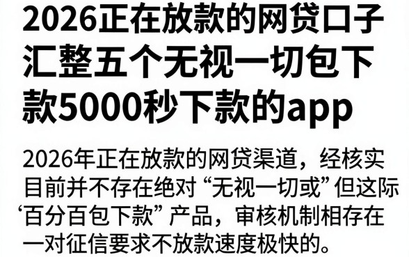 2026正在放款的网贷口子，汇整五个无视一切包下款5000秒下款的app