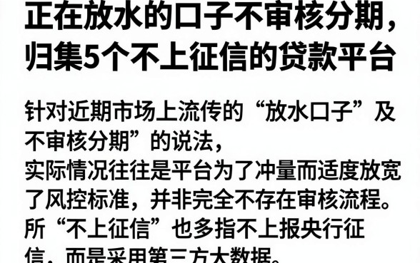 正在放水的口子不审核分期，归集5个不上征信的贷款平台