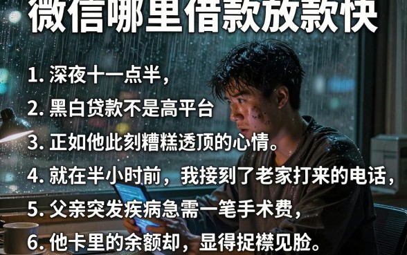 微信哪里借款放款快,胪列五个黑白贷款不是高炮的平台