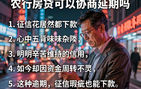 农行房贷可以协商延期吗，条列五个征信花居然都下款的软件