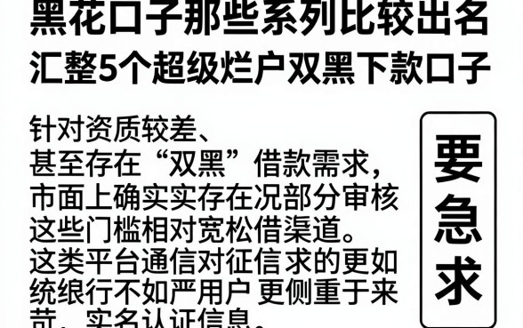 黑花口子那些系列比较出名,汇整5个超级烂户双黑下款口子