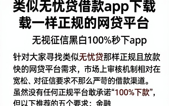 类似无忧贷借款app下载一样正规的网贷平台,陈列5个无视征信黑白100%秒下app