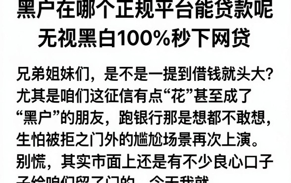 黑户在哪个正规平台能贷款呢，整合五个无视黑白100%秒下网贷