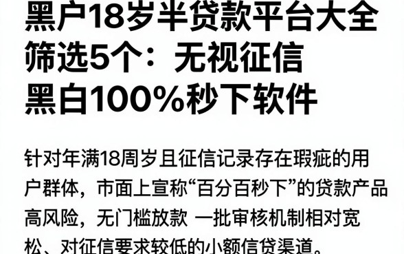 黑户18岁半贷款平台大全,筛选5个无视征信黑白100%秒下软件